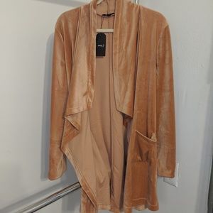 Tan Velvet Drape Cardigan